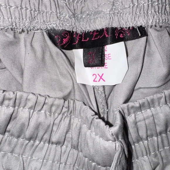 Flex Grey Wide Leg Scrub Pants Women's Plus Size‎ 2X Elastic Waist Drawstring - Picture 3 of 3